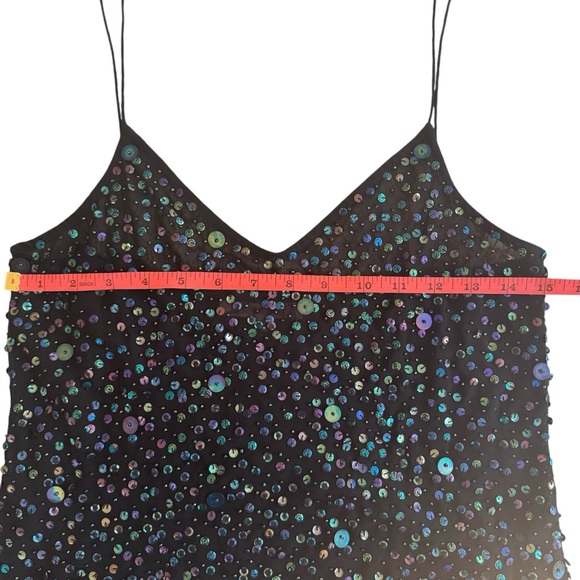 EUC Salabianca sparkly camisole top, S, black w/ sequins, spaghetti straps - Picture 5 of 8